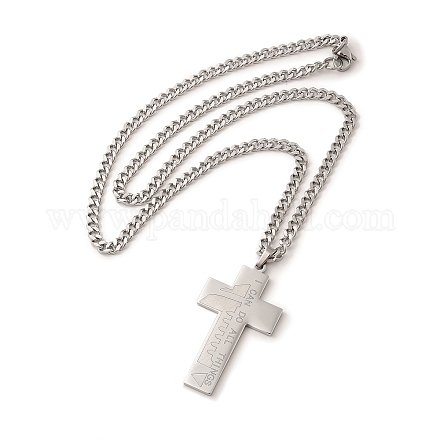 304 acier inoxydable colliers croix pendentif NJEW-M197-04P-1