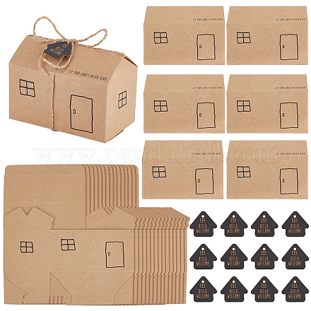 Kleine Haus-Geschenkaufbewahrungsboxen aus Kraftpapier CON-WH0088-54-1