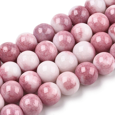 Opaque Crackle Glass Round Beads Strands GLAA-T031-10mm-01I-1