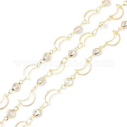 Brass & Cubic Zirconia Handmade Beaded Chains CHC-D029-33G-1