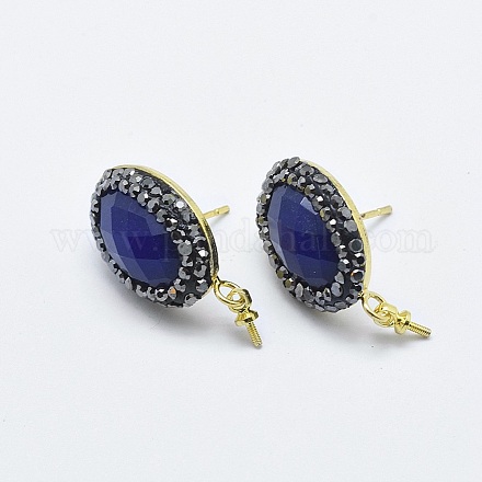 Accessoires de clous d'oreilles avec lapis lazuli naturel RB-L031-20G-1