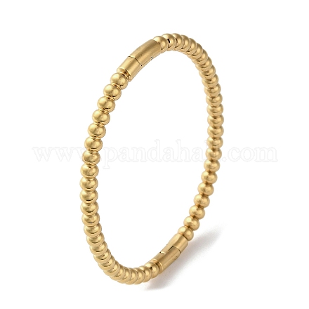 Bracelets articulés en perles rondes en laiton plaqué en rack BJEW-M039-05G-1