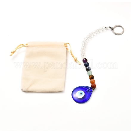 Natural Mixed stone with Evil Eye Lampwork Pendant PALLOY-JF00999-01-1