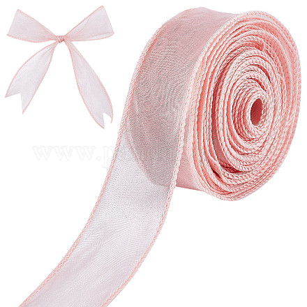 ポリエステルリボン  花のギフト包装や衣装の装飾に  ピンク  1-5/8インチ（40mm）  約10m /ロール DIY-WH0325-44B-1