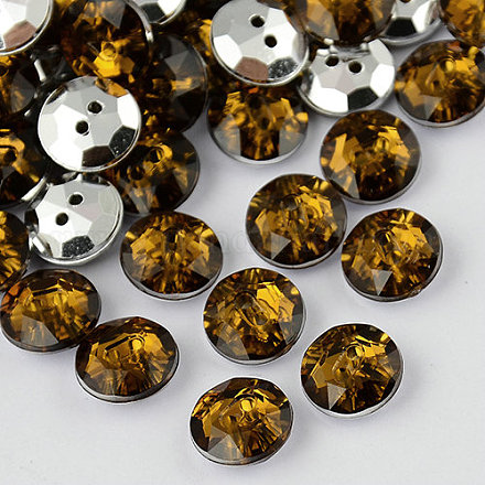 Botones redondos planos del diamante artificial de acrílico de Taiwán de 2-agujero BUTT-F015-11.5mm-12-1