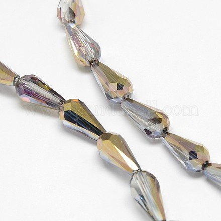Electroplate Crystal Glass Teardrop Beads Strands EGLA-F040-C03-1