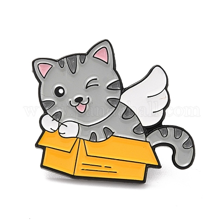 Cat in Box Enamel Pin JEWB-I015-17EB-1