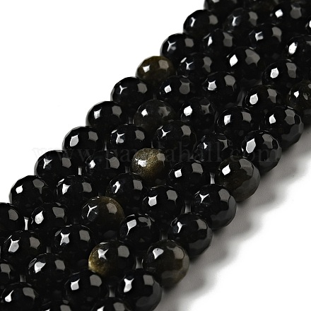 Natürliche goldenen Glanz Obsidian Perlen Stränge G-P476-01C-04-1