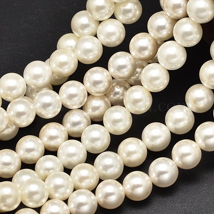 Round Shell Pearl Bead Strands BSHE-M011-04-1