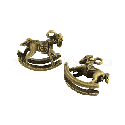 Tibetan Style Alloy Rocking Horse Pendants TIBEP-Q040-053B-AB-NR-1