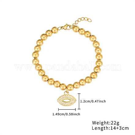 Stainless Steel Crystal Rhinestone Ball Beaded Bracelets with Pendants DM8226-3-1