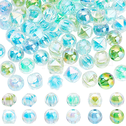 Pandahall elite 72pcs 12 styles placage uv perles acryliques transparentes TACR-PH0001-57B-1