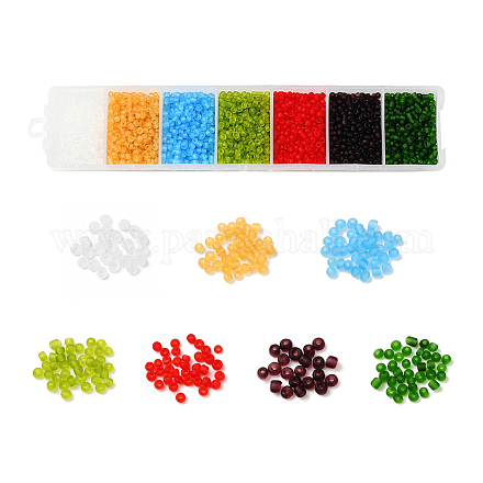 3500 Stück 7 Farben 12/0 runde Saatperlen aus Glas SEED-YW0001-21-1