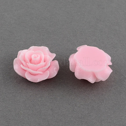 Cabochons de fleur rose de dos plats d'accessoires & accessoires de costume ornements en résine CRES-Q105-07-1