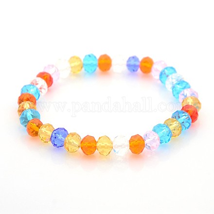 Glass Rondelle Beads Stretch Bracelets BJEW-F073-01-1