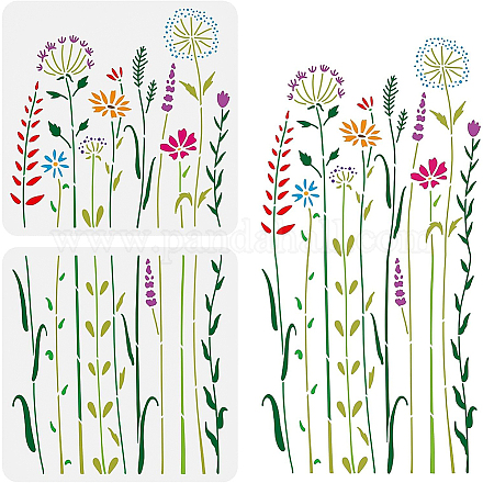 Benecreat 2 pz stencil di fiori di campo DIY-WH0172-1018-1