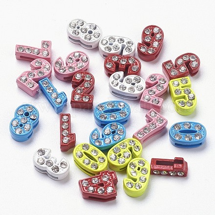Alloy Spray Painted Number Slide Charms ENAM-C1493-1