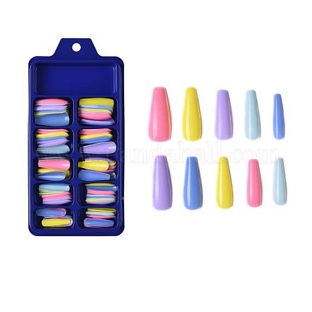 Solid Color French Long Coffin False Nails MRMJ-T108-01-01-1