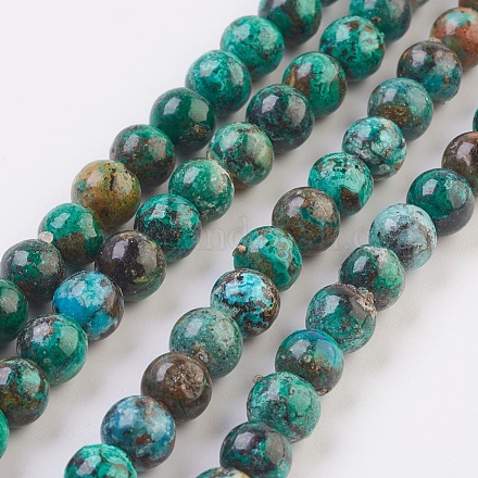 Natural Chrysocolla Beads Strands G-F568-039-6mm-1
