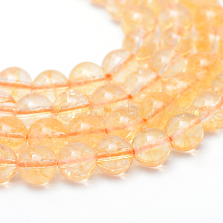 Redondas hebras de perlas naturales citrino G-R345-4mm-21-1