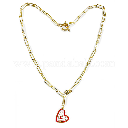 Collier pendentif en émail coeur mignon pour fille femme NJEW-SW00002-04-1