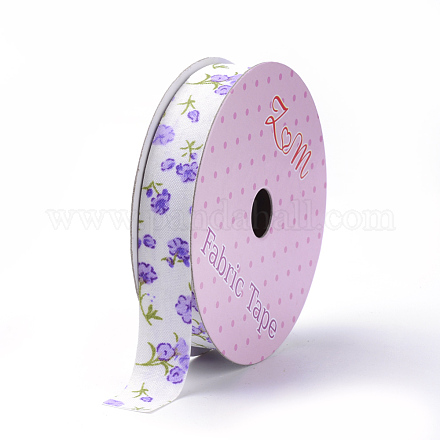 片面ポリエステルプリントリボン  反対側の両面マスキングテープで  花  紫色のメディア  5/8インチ（15mm）  約3ヤード/ロール SRIB-S049-02C-1