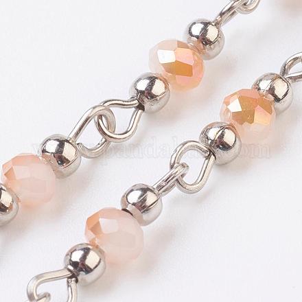 Chaînes à perles en verre facetté fait à la main AJEW-JB00325-04-1