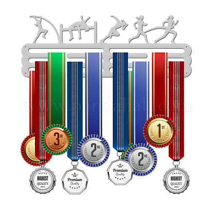 Ganci per medaglie globleland medaglie di atletica leggera per donne espositore rack da corsa salto con l'asta medaglia gancio montaggio a parete medaglia in metallo cornice premio sportivo rack ODIS-WH0024-019-1