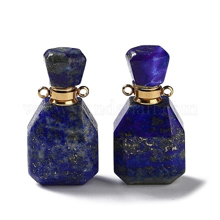 Pendentifs de bouteille de parfum à facettes en lapis-lazuli naturel G-A026-11B-1