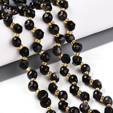 Natürliche silberne Obsidianperlenstränge G-T141-51-1