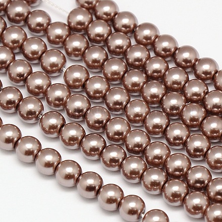 Brins de perles rondes en verre teinté écologique HY-A002-10mm-RB111-1