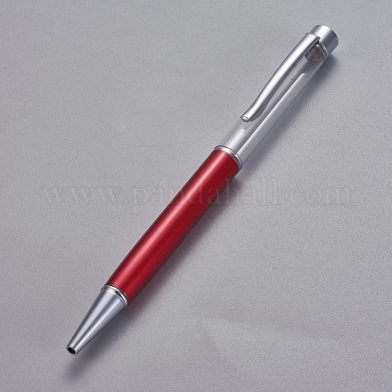 創造的な空のチューブボールペン  内側に黒のインクペンを詰め替えます  DIYキラキラエポキシ樹脂クリスタルボールペンハーバリウムペン作り用  銀  暗赤色  140x10mm AJEW-L076-A46-1