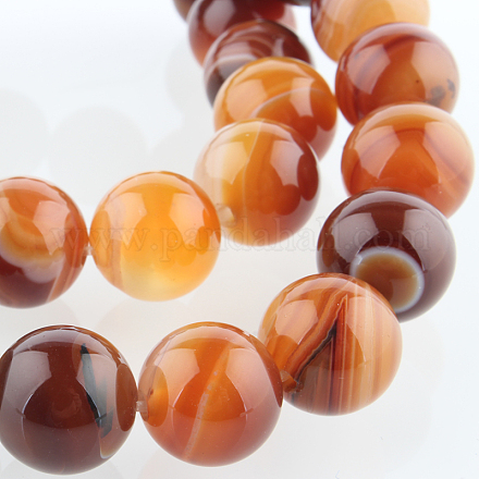 Natural Banded Agate Round Bead Strands G-E235-07-1