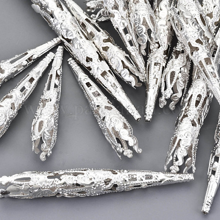 Conos de cuentas de hierro plateado color plata X-E049Y-S-1