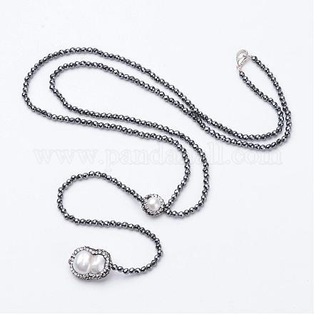 Colliers de perles en hématite synthétique sans magnétiques NJEW-D284-05-1