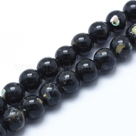 Chapelets de perles de coquillage de mer et turquoise synthétique G-G758-10-4mm-1