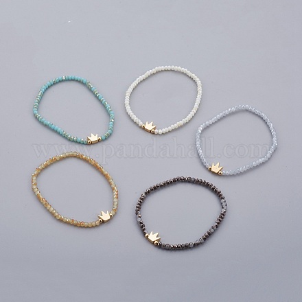Electroplate Glass Beads Stretch Bracelets BJEW-JB04032-M-1