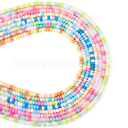 Pandahall 8 brins 8 brins de perles de rocaille en verre de couleur GLAA-TA0001-46-1