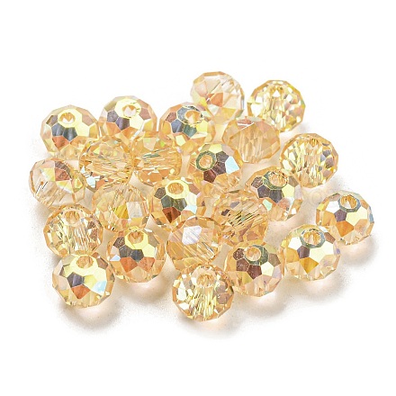 Perles en verre electroplate transparent GLAA-L046-02I-1