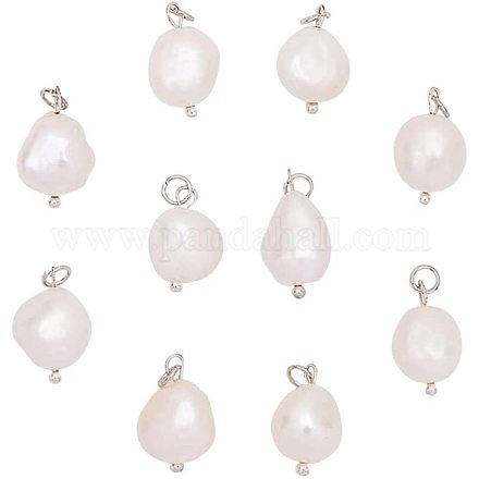 PandaHall Elite 10pcs Freshwater Pearls Dangles Charms Pendant Natural Pearl Beads Charms for Bracelet Necklace Jewelry Making PEAR-PH0001-01-1