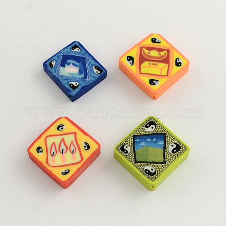 Handmade Polymer Clay Square Beads CLAY-Q219-010-1