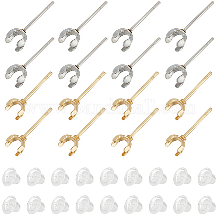 Sunnyclue 100 pièces 2 couleurs 304 accessoires de boucles d'oreilles en acier inoxydable STAS-SC0006-50-1