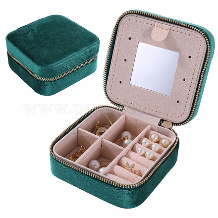 Scatole quadrate con cerniera per organizer per gioielli in velluto PW-WG60981-04-1