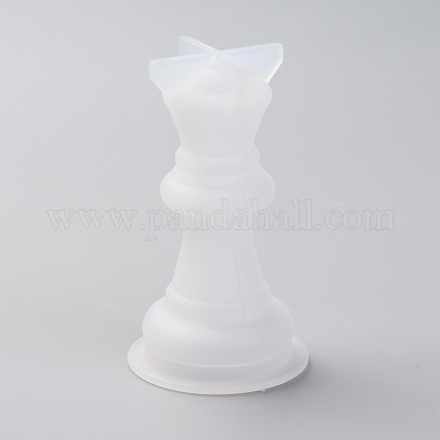 チェスシリコンモールド  ファミリーゲームエポキシ樹脂鋳造金型  DIYキッズ大人用テーブルゲーム用  女王  ホワイト  58x33mm  内径：23mm X-DIY-O011-04-1