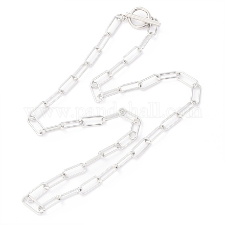 304 colliers chaîne en acier inoxydable avec trombone NJEW-H305-10P-1