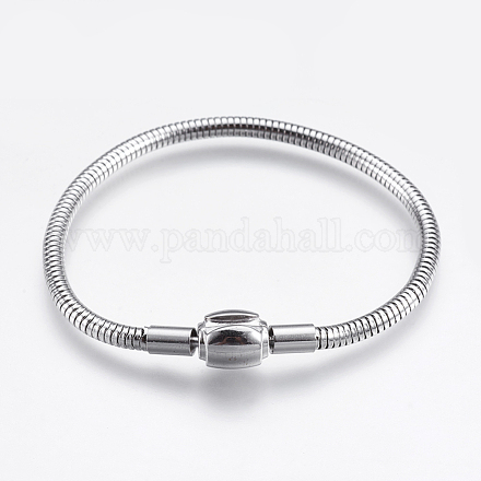304 Stainless Steel European Style Round Snake Chains Bracelet Making STAS-I097-005B-P-1