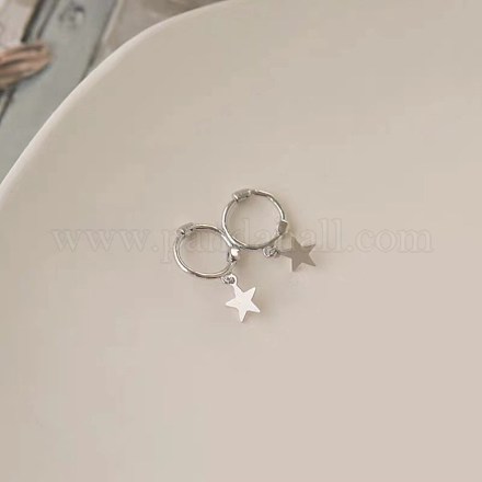 Orecchini con cerchio in argento sterling EJEW-BB43761-B-1