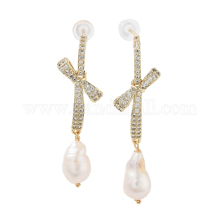 Orecchini pendenti con perle naturali EJEW-P256-33G-1