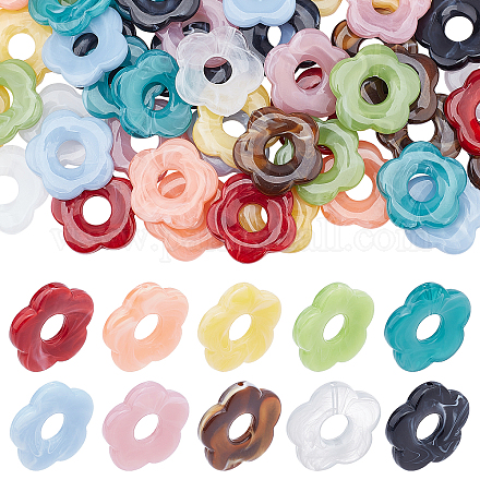 arricraft 60 Pcs 10 Colors Acrylic Flower Beads OACR-AR0001-05-1