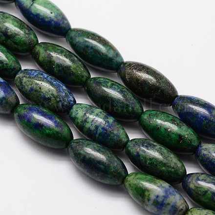 Natural Chrysocolla and Lapis Lazuli Rice Beads Strands G-M266-03-1